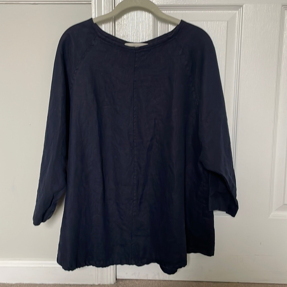 Elizabeth Suzann Artist Smock in Midweight Linen - Navy / OS